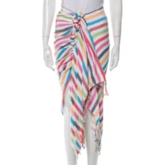 Just Be Queen Tulum Cotton Striped Asymmetric Skirt Women's Size XS - Picture 1 of 5